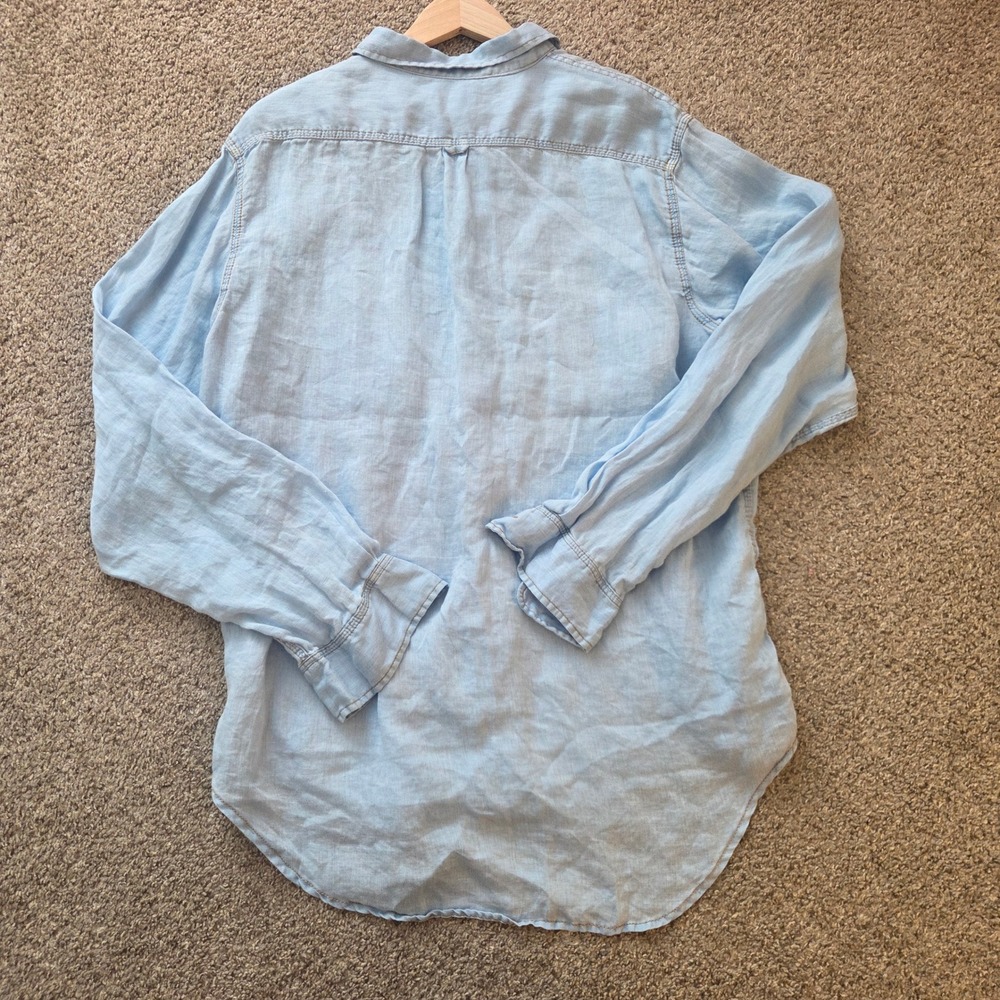 Martin Gordon Mens 100% Linen Long Sleeve Button Down Shirt Blue XL RN128599 - Picture 7 of 7